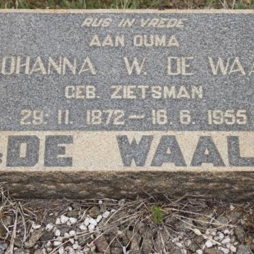 WAAL Johanna W., de nee ZIETSMAN 1872-1955