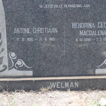 WELMAN Antonie Christiaan 1890-1965 &amp; Hendrina Cecilia Magdalena 1896-1988
