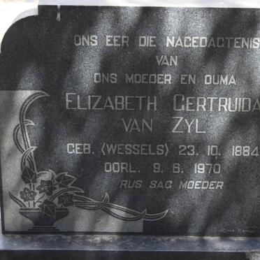ZYL Elizabeth Gertruida, van nee WESSELS 1884-1970