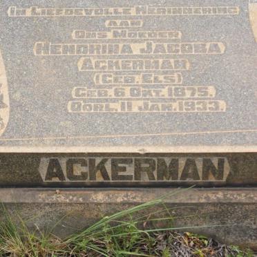 ACKERMAN Hendrina Jacoba geb ELS 1875-1933