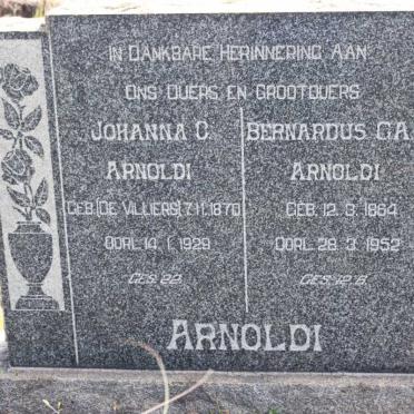 ARNOLDI Bernardus G.A.D. 1864-1952 &amp; Johanna DE VILLIERS 1876-1929