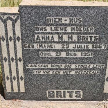 BRITS Anna M.M. nee MARE 1867-1951