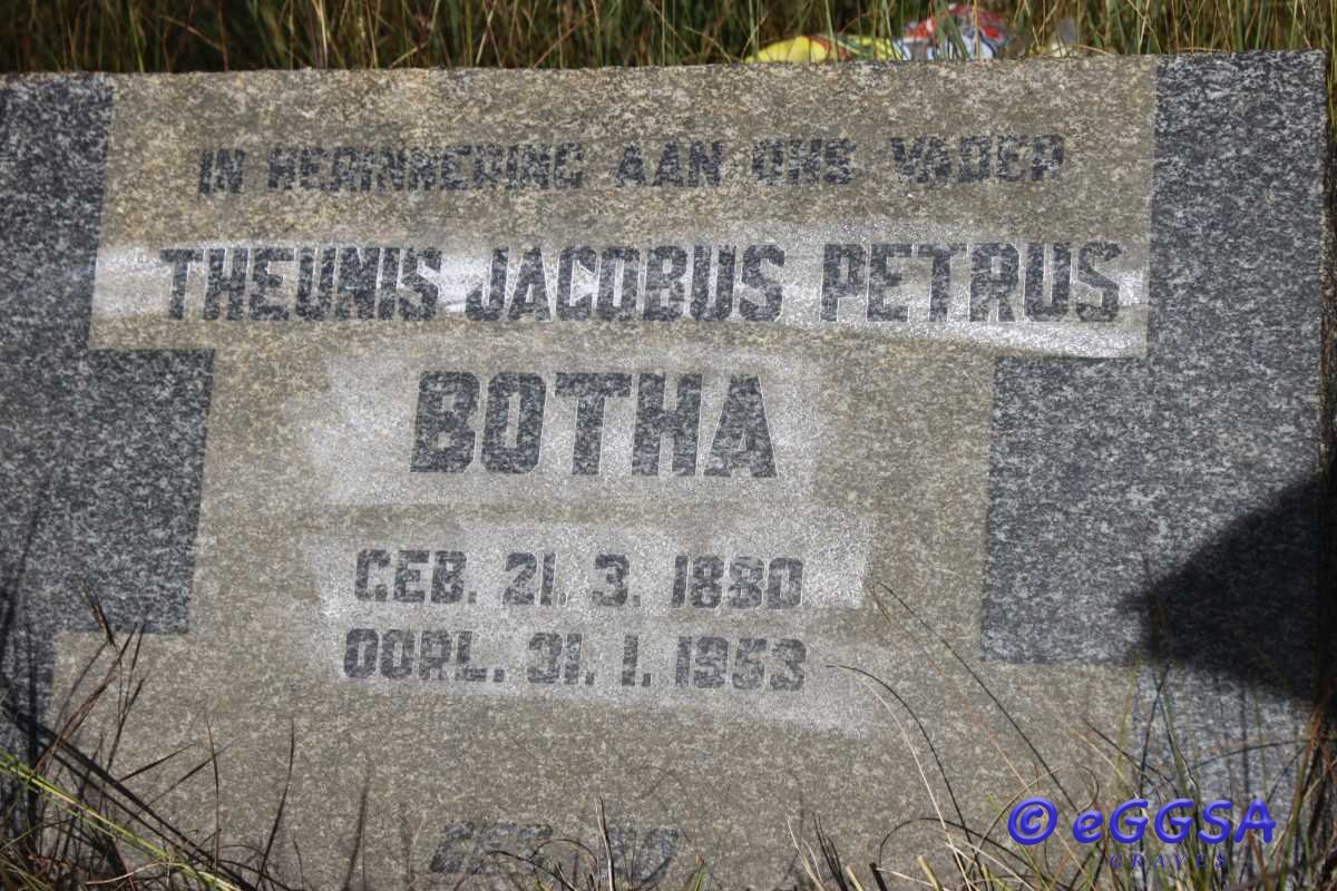 BOTHA Theunis Jacobus Petrus 1880-1953