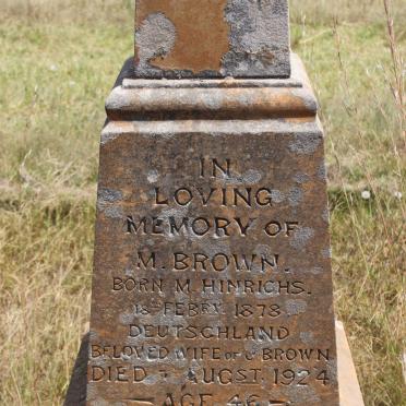 BROWN M. nee HINRICHS 1878-1924