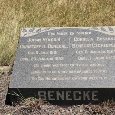 BENECKE Johan Hendrik Christoffel 1881-1953 &amp; Cornelia Susanna SCHEEPERS 1884-1953