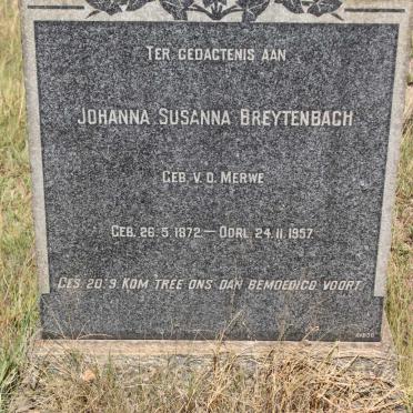 BREYTENBACH Johanna Susanna geb V.D.MERWE 1872-1957