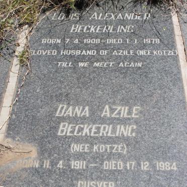 BECKERLING Louis Alexander 1908-1978 &amp; Dana Azile KOTZE 1911-1984