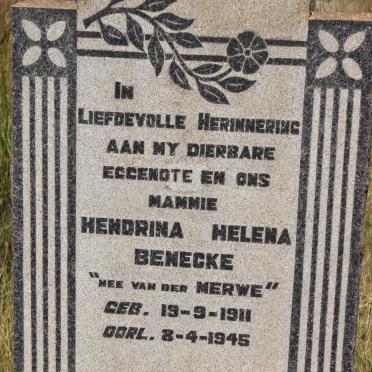 BENECKE Hendrina Helena nee van der MERWE 1911-1945