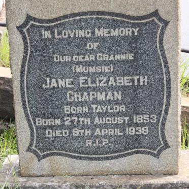 CHAPMAN Jane Elizabeth born TAYLOR 1853-1938