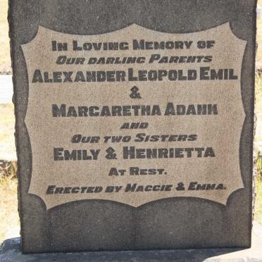 EMIL Alexander Leopold &amp; Margaretha Adank