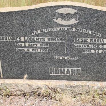 HOMANN Johannes Lodewyk 1880-1951 &amp; Gesie Maria VILJOEN 1885-1951