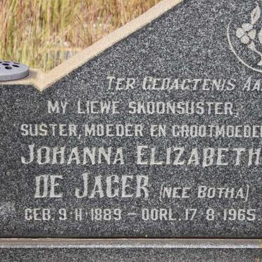 JAGER Johanna Elizabeth, de nee BOTHA 1889-1965