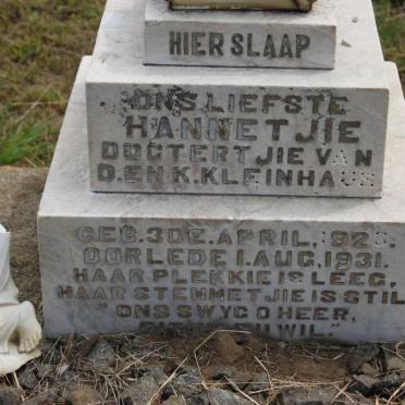 KLEINHAUS Hannetjie 192?-1931