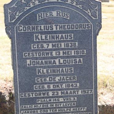 KLEINHAUS Cornelius Theodorus 1838-1910 &amp; Johanna Louisa DE JAGER 1843-1927