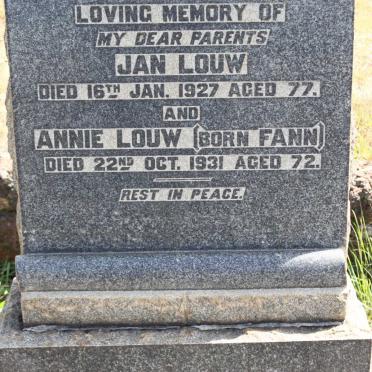 LOUW Jan  -1927 &amp; Annie FANN   -1931