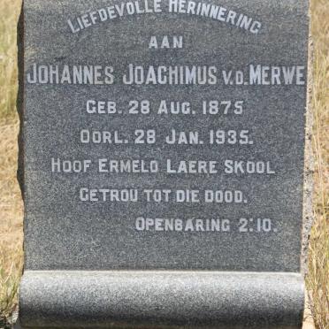 MERWE Johannes Joachimus, v.d. 1875-1935