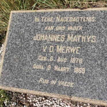 MERWE Johannes Mathys, v.d. 1878-1959