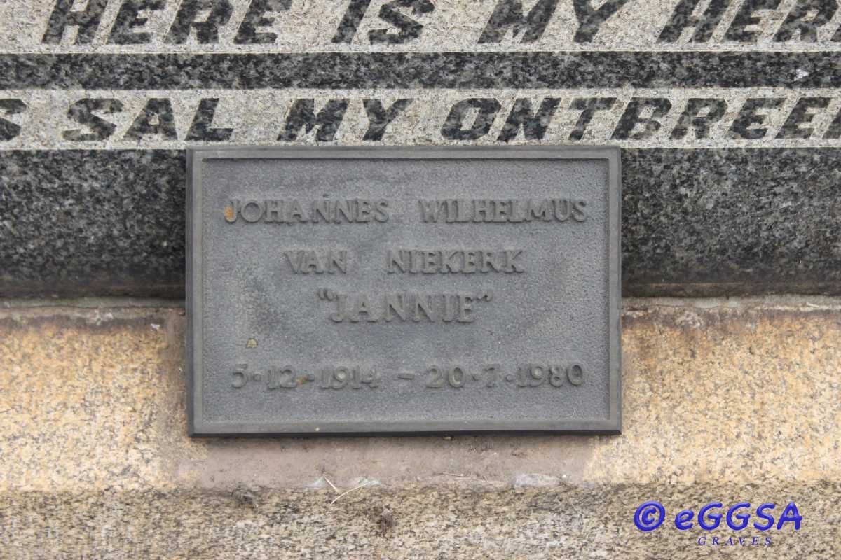 NIEKERK Johannes Wilhelmus, van 1914-1980