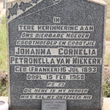 NIEKERK Johanna Cornelia Petronella, van nee FRANKEN 1893-1968