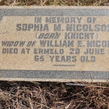 NICOLSON Sophia M. born KNIGHT  -1928