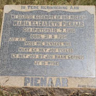 PIENAAR Maria Elizabeth nee PIETERS 1915-1951