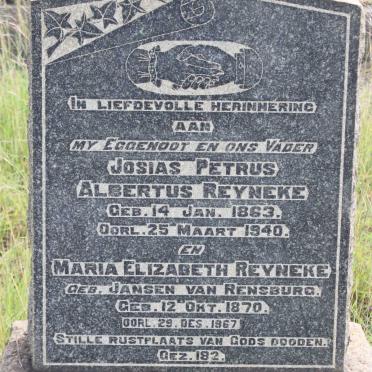 REYNEKE Josias Petrus Albertus 1863-1940 &amp; Maria Elizabeth Jansen van RENSBURG 1870-1967