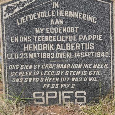 SPIES Hendrik Albertus 1883-1940