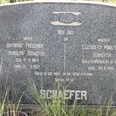 SCHAEFER Anthonie Frederich Rudolph 1864-1937 &amp; Elizabeth Winiefred FERREIRA 1875-1941