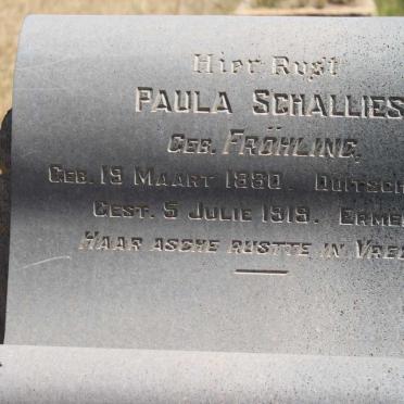 SCHALLIES Paula nee FROHLING 1850-1919