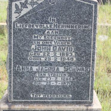 SCHWAB John David 1883-1940 &amp; Anna Jacoba VAN STRATEN 1886-1971