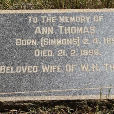THOMAS Ann nee SIMMONS 1854-1898