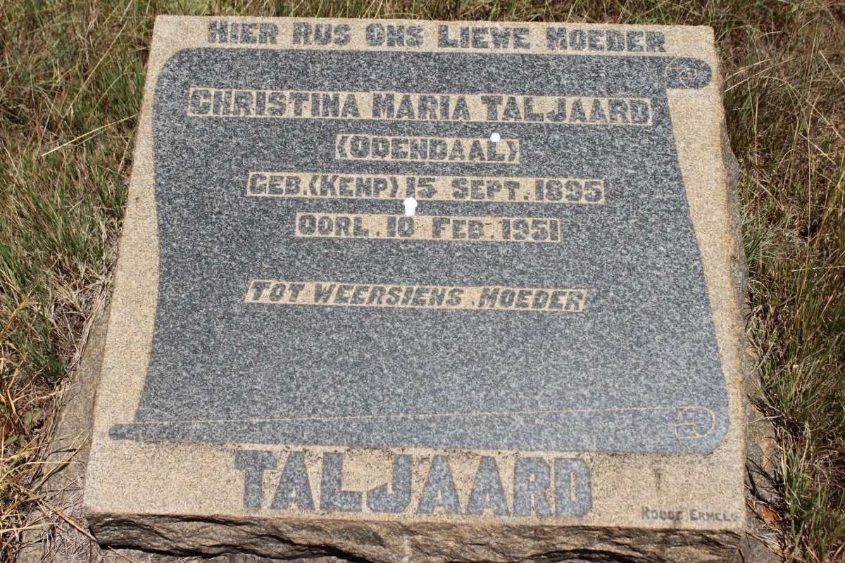TALJAARD Christina Maria formerly ODENDAAL nee KEMP 1895-1951