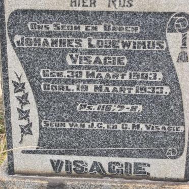 VISAGIE Johannes Lodewikus 1903-1933