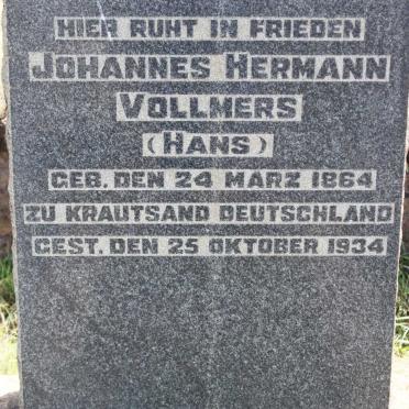 VOLLMERS Johannes Hermann 1864-1934