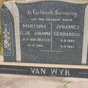 WYK Johannes Gerhardus, van 1884-1947 &amp; Marthina Elsie Johanna BESTER  1898-1966