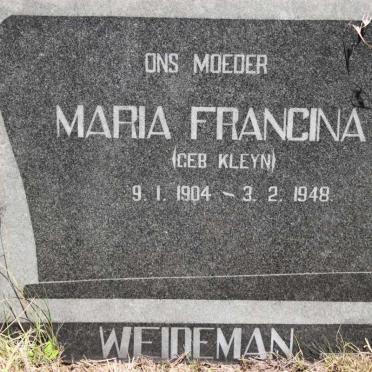WEIDEMAN Maria Francina geb KLEYN 1904-1948