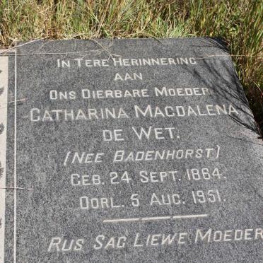 WET Catharina Magdalena, de nee BADENHORST 1864-1951