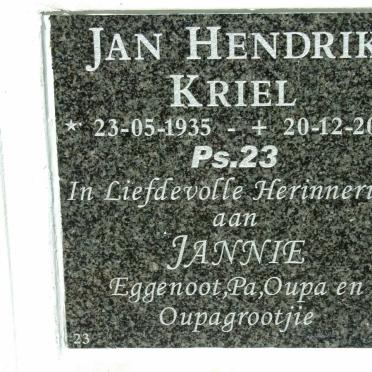 KRIEL Jan Hendrik 1935-2012