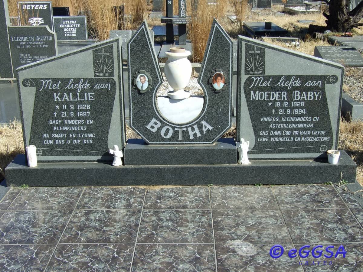 BOTHA Kallie 1926-1987 &amp; Baby 1928-1994