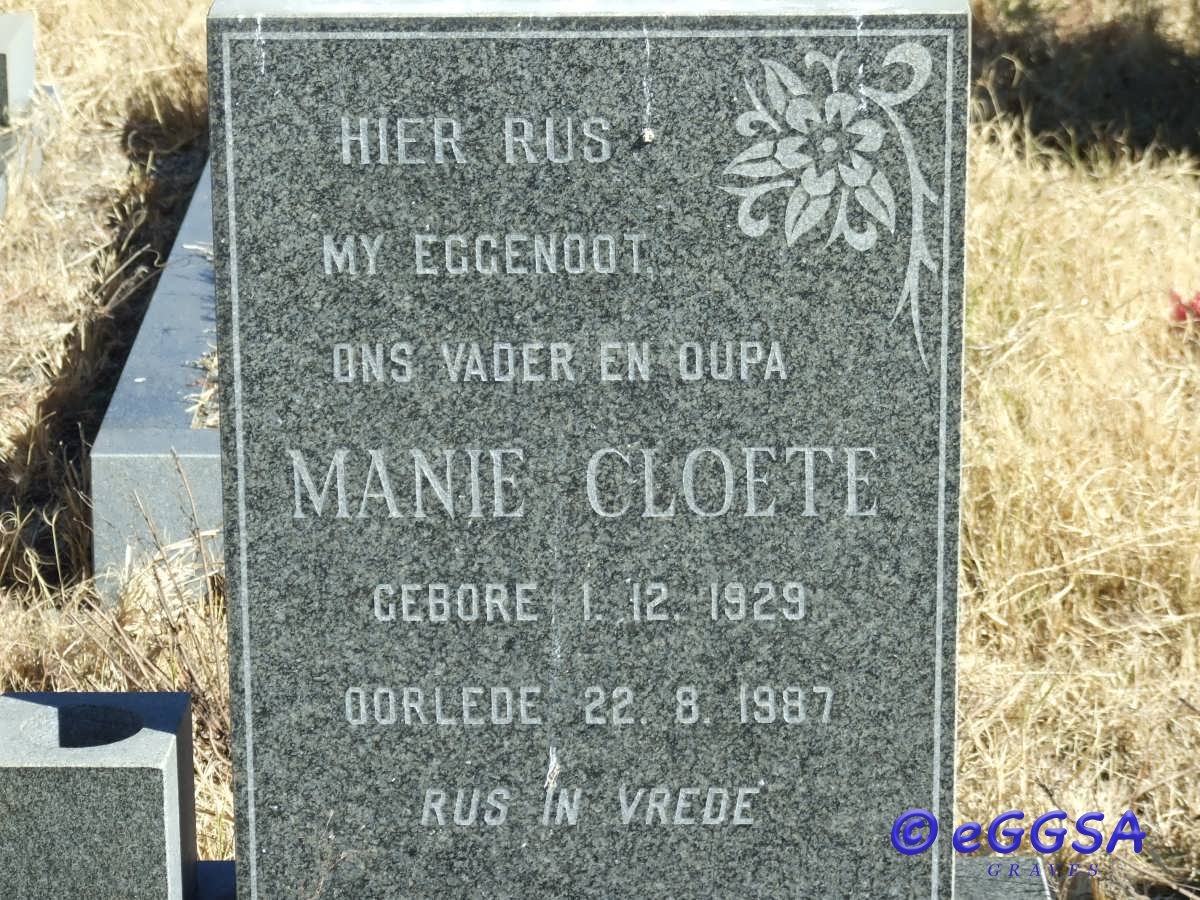 CLOETE Manie 1929-1987