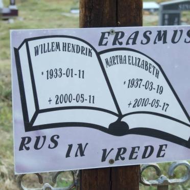 ERASMUS Willem Hendrik 1933-2000 &amp; Martha Elizabeth 1937-2010