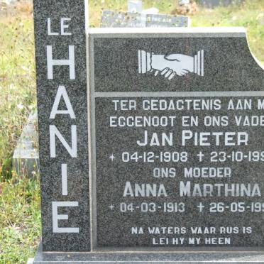 HANIE Jan Pieter, Le 1908-1996 &amp; Anna Marthina 1913-1999