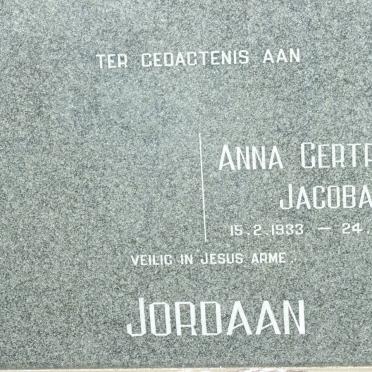JORDAAN Anna Gertruida Jacoba 1933-1982