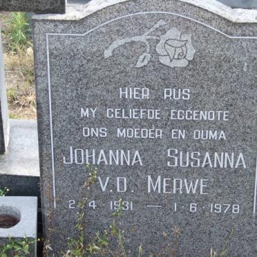 MERWE Johanna Susanna, V.D. 1931-1978