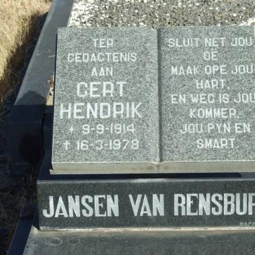 RENSBURG Gert Hendrik, Jansen van 1914-1978