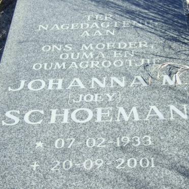 SCHOEMAN Johanna M. 1933-2001