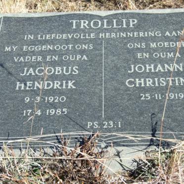 TROLLIP Jacobus Hendrik 1920-1985 &amp; Johanna Christina 1919-