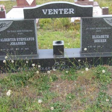 VENTER Albertus Stephanus Johannes 1917-2002 &amp; Elizabeth BEKKER 19?1-