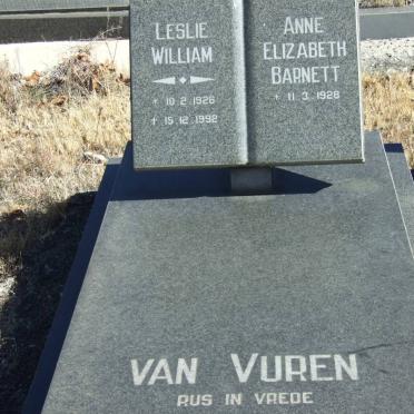VUREN Leslie William, van 1926-1992 &amp; Anne Elizabeth Barnett 1928-