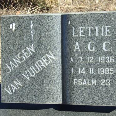 VUUREN A.G.C., Jansen van 1936-1985